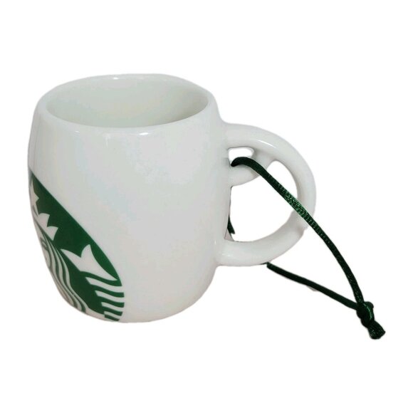 Starbucks 2010 Mini Demitasse Coffee Cup Mug 3 oz Green Siren Mermaid Ornament - Picture 3 of 6